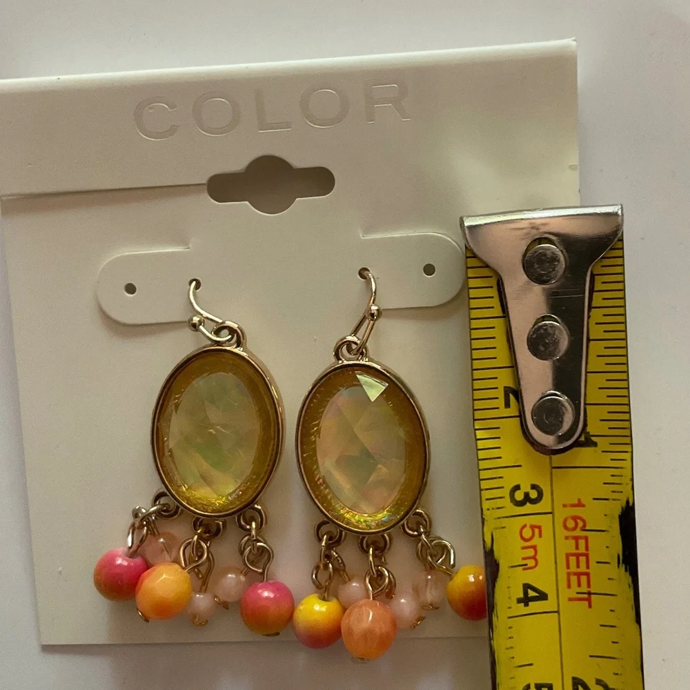 Monet Multi-color Double Strand Necklace  Coral Pink Oval Earrings NWT - Picture 6 of 11